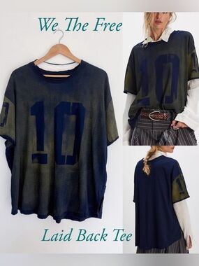 NWT We The Free Laid Back Tee in Indigo Combo Size Large